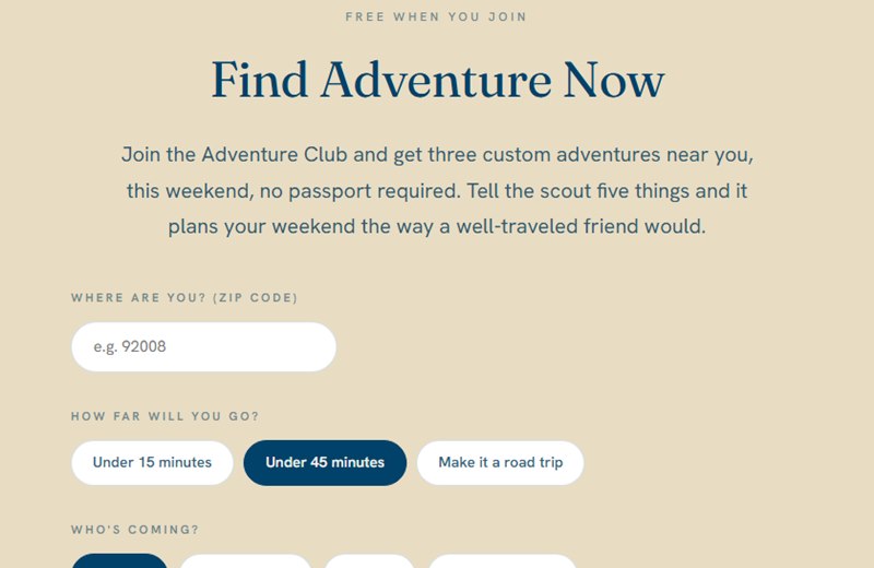 The Find Adventure Now quiz on the Last Life Ever Join page